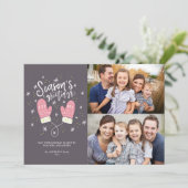 Hygge-mutsen 2 Foto Kerstvakantie Plat Kaart (Staand voorkant)