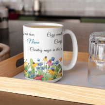 hygge, naam op kleurrijke waterverf bloemen 15oz