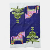 Hygge Paard Winter Scène Keuken Theedoek (Verticaal)