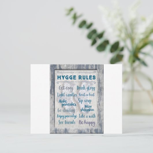 Hygge regels briefkaart (Staand voorkant)
