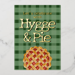 Hygge Scandinavian style plaid foil invitation Folie Feestdagenkaart