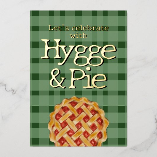 Hygge Scandinavian style plaid foil invitation Folie Feestdagenkaart (Voorkant)
