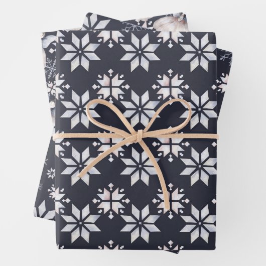 Hygge Sneeuwvlokken en feeën Kerstmis Inpakpapier Vel (In situ)