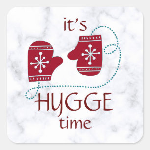 Hygge Time Nordic Red Mittens  Vierkante Sticker