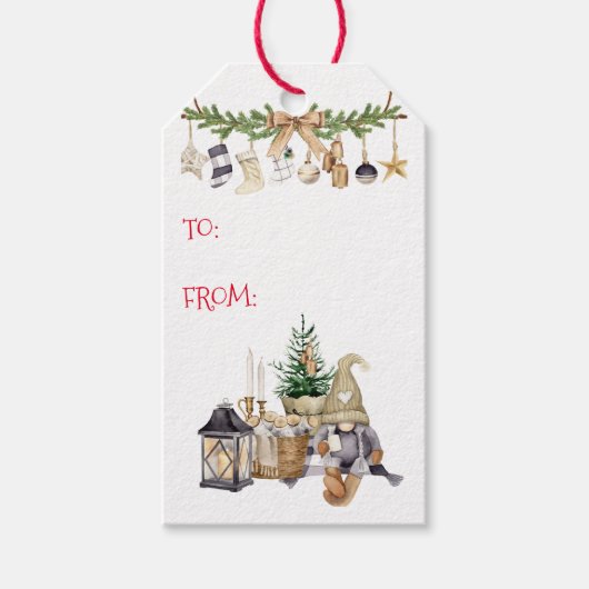 Hygge, vreugde, vrede, harmonie vakantie gevouwen cadeaulabel (Voorkant)