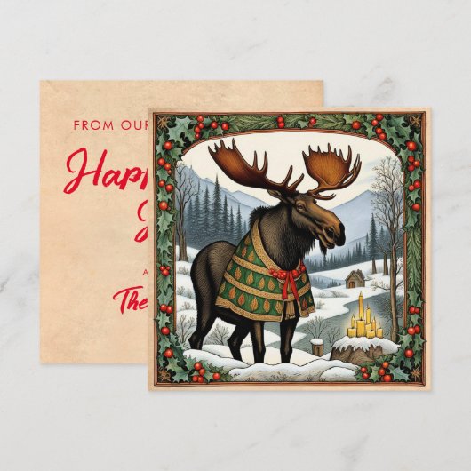 Hygge Winter Moose Vakantie Kaart Notitiekaartje (Voorkant / Achterkant)