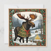 Hygge Winter Moose Vakantie Kaart Notitiekaartje (Voorkant)