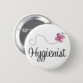 Hygienist voor roze vlinder ronde button 5,7 cm (Voorkant /achterkant)
