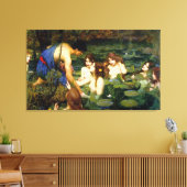 Hylas en de nimfen ~ John William Waterhouse Canvas Afdruk (Insitu (Woonkamer))