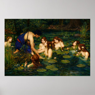 Hylas en de nimfen van John William Waterhouse Poster