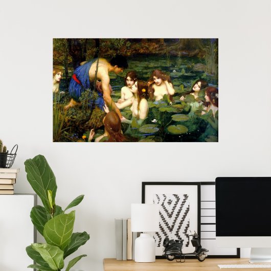 Hylas en de Nymphs (1896) ~ Fine Art Canvas Poster (Thuiskantoor)