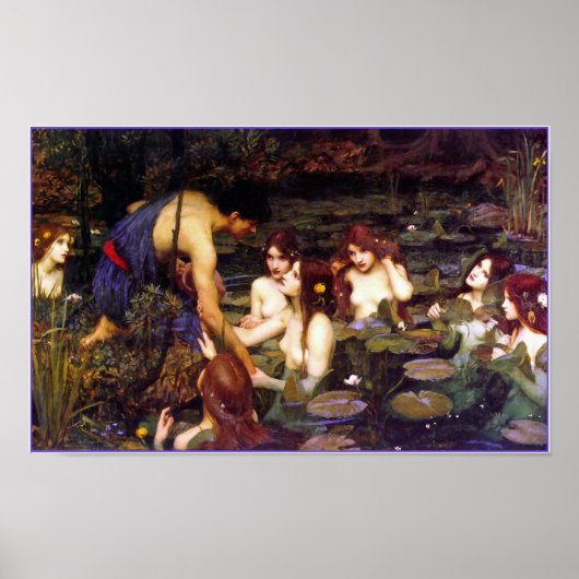 Hylas en de Nymphs van John Waterhouse Poster (Voorkant)