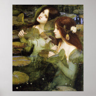 Hylas en Nymphs Poster van John W. Waterhouse
