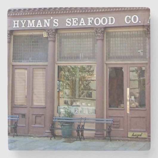 Hyman's restaurant Charleston, SC. Marmer Onderzet Stenen Onderzetter (Voorkant)