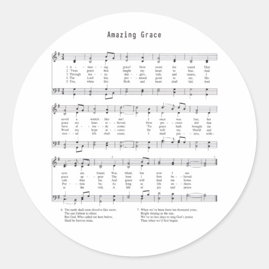Hymn - Amazing Grace Ronde Sticker (Voorkant)