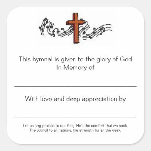 Hymnal Borden ter nagedachtenis van Vierkante Sticker