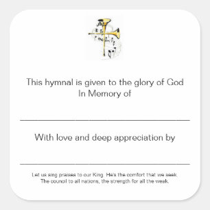 Hymnal Borden ter nagedachtenis van Vierkante Sticker