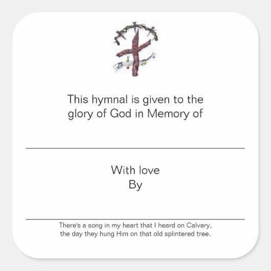 Hymnal Borden ter nagedachtenis van Vierkante Sticker (Voorkant)