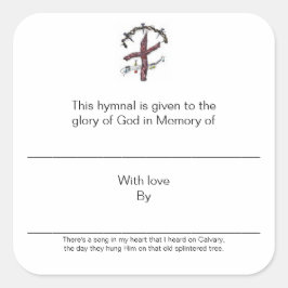 Hymnal Borden ter nagedachtenis van Vierkante Sticker