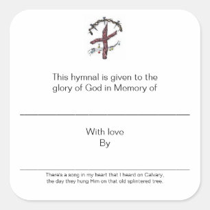 Hymnal Borden ter nagedachtenis van Vierkante Sticker