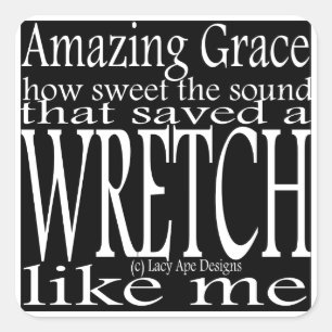 Hymne Amazing Grace (zwart) Vierkante Sticker