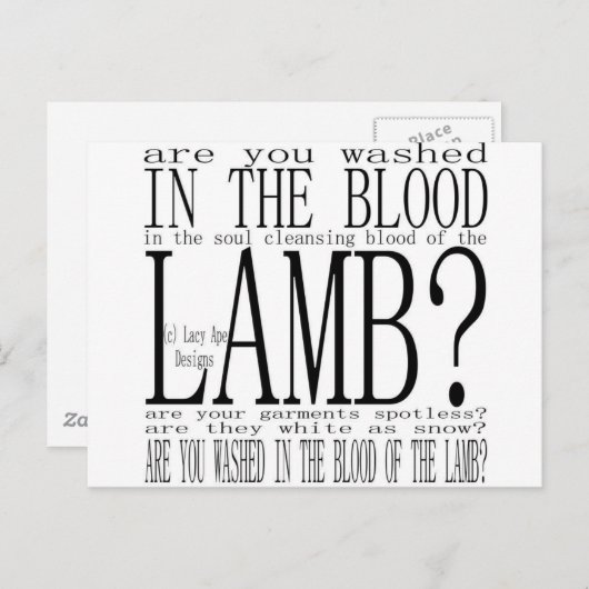 Hymne Was u in het bloed (wit) Briefkaart (Voorkant / Achterkant)