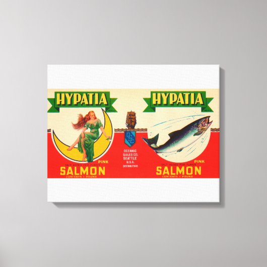 Hypatia Merk Salmon Label- Seattle, WA Canvas Afdruk (Voorkant)