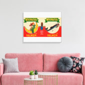 Hypatia Merk Salmon Label- Seattle, WA Canvas Afdruk (Insitu (Woonkamer))