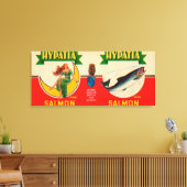 Hypatia Merk Salmon Label- Seattle, WA Canvas Afdruk (Insitu (Woonkamer))