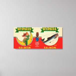 Hypatia Merk Salmon Label- Seattle, WA Canvas Afdruk