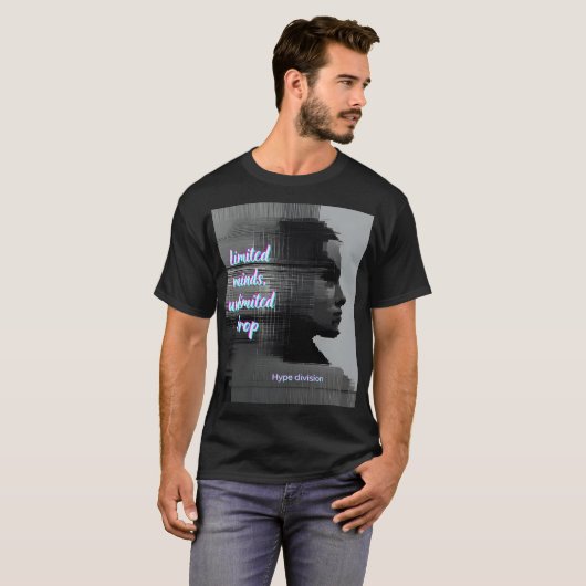 Hype Black Unisex T-shirt Drop Glitch Effect (Voorkant volledig)