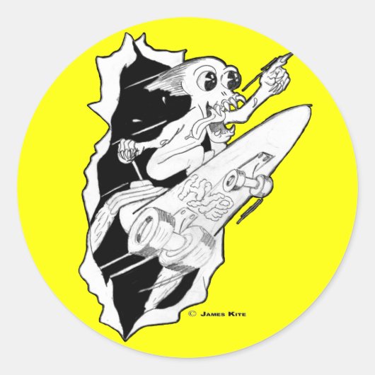 HYPE: Raket aangedreven skateboard Ronde Sticker (Voorkant)