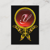 HYPER BUTTERFLES RUBY MONOGRAM zwart rood geel Visitekaartje (Achterkant)