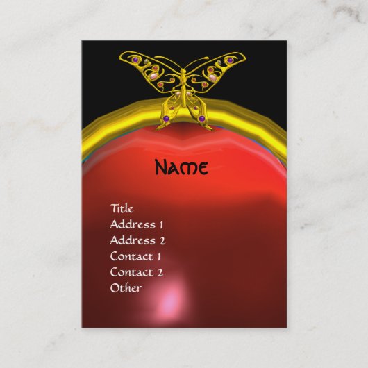 HYPER BUTTERFLES RUBY MONOGRAM zwart rood geel Visitekaartje (Voorkant)