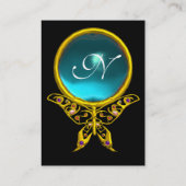 HYPER BUTTERFLY AQUAMARINE MONOGRAM blauw geel Visitekaartje (Achterkant)