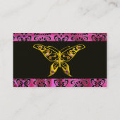 HYPER BUTTERFLY BLACK PINK FUCHSIA SILK DAMASK VISITEKAARTJE (Achterkant)