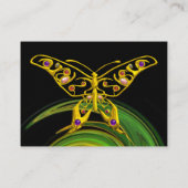 HYPER BUTTERFLY - helder oranje groen zwart geel Visitekaartje (Achterkant)