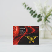 HYPER BUTTERFLY helder rood geel Visitekaartje (Staand voorkant)