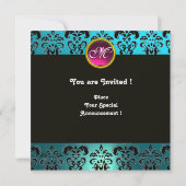 HYPER BUTTERFLY MONOGRAM, blue damask roze turquas Kaart (Achterkant)