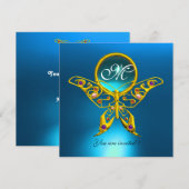 HYPER BUTTERFLY MONOGRAM, blue turquase aquamarine Kaart (Voorkant / Achterkant)