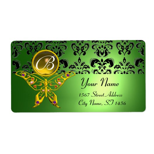 HYPER BUTTERFLY MONOGRAM green damask topaz Etiket (Voorkant)