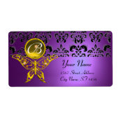 HYPER BUTTERFLY MONOGRAM paarse damask topaz Etiket (Voorkant)