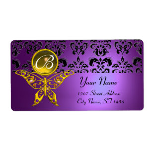 HYPER BUTTERFLY MONOGRAM paarse damask topaz Etiket