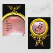 HYPER BUTTERFLY MONOGRAM parelgeel zwart roze Visitekaartje (Voorkant / Achterkant)