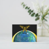 HYPER BUTTERFLY opale gele zwarte blauw Visitekaartje (Staand voorkant)