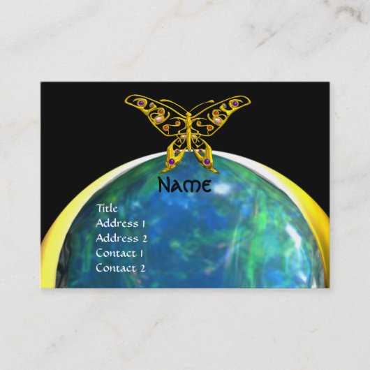 HYPER BUTTERFLY opale gele zwarte blauw Visitekaartje (Voorkant)