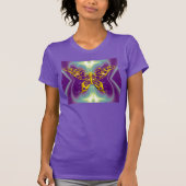 HYPER BUTTERFLY, Paarse groene fractaalgolven T-shirt (Voorkant)