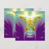 HYPER BUTTERFLY paarse groene violetchampagne Kaart (Voorkant / Achterkant)