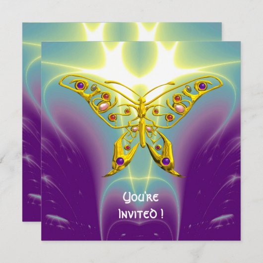 HYPER BUTTERFLY paarse groene violetchampagne Kaart (Voorkant / Achterkant)