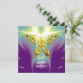 HYPER BUTTERFLY paarse groene violetchampagne Kaart (Staand voorkant)